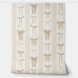 Papel Pintado Champagne Bows with Vertical Lace Stripes 