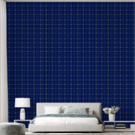 Papel Pintado chapado en azul sobre azul, oro y plata
