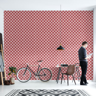 Papel Pintado Cheques rosa y rojo