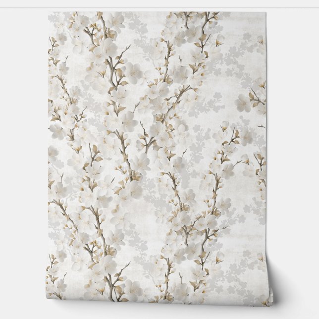 Papel Pintado Cherry blossom - crem soft wallpaper rolls (Desenrollar)
