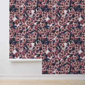 Papel Pintado Cherry blossom in pink and blue