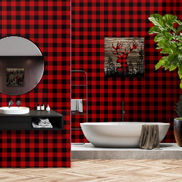 Papel Pintado Cherry Red Black 3 pulgadas Lumberjack Buffalo Pla