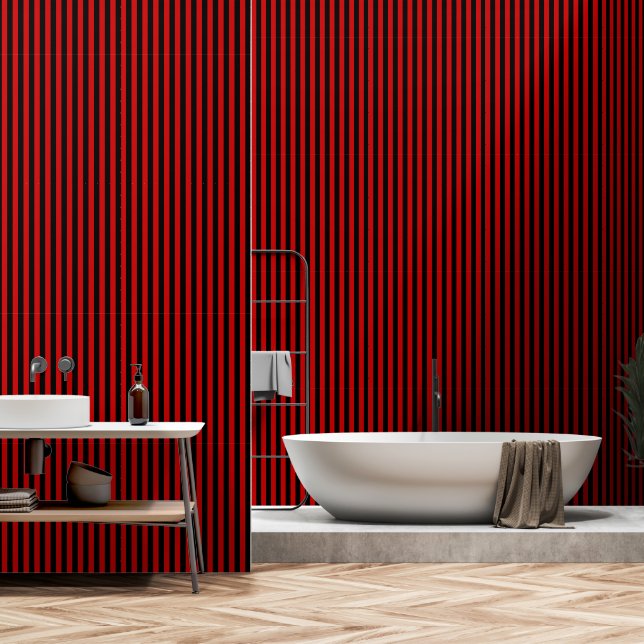 Papel Pintado Cherry Red On Black Stripes (Baño)