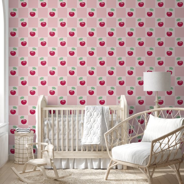 Papel Pintado Cherry Rubor Checkerboard (Niños)