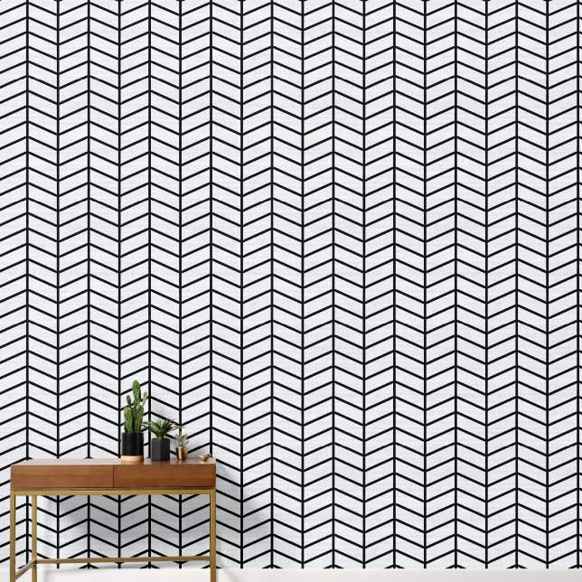 Papel Pintado Chevron Blanco Moderno y Tendencia (Pasillo)