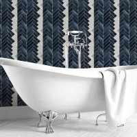 Chevron de espina de arenque azul marino y blanco