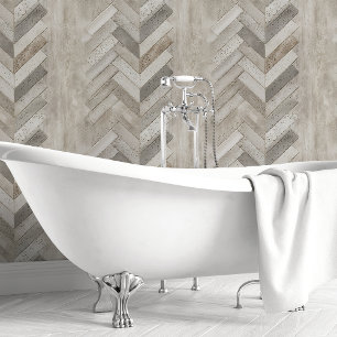 Papel Pintado Chevron y Herringbone de Concreto Neutro