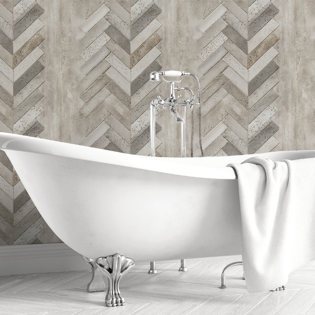 Papel Pintado Chevron y Herringbone de Concreto Neutro (Subido por el creador)