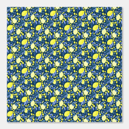 Papel Pintado Chic Mediterráneo Rústico Limones Hoja Azul
