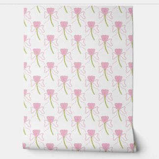 Papel Pintado Chic Pink Bow & Flower Watercolor Pattern Wallpa