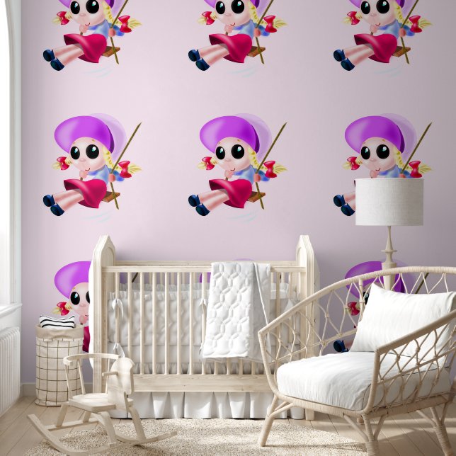 Papel Pintado Chica del swing feliz (Niños)