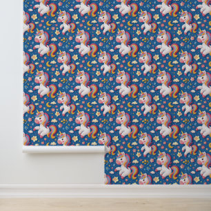 Papel Pintado Chicas bonitos enlosados fantasía de unicornio