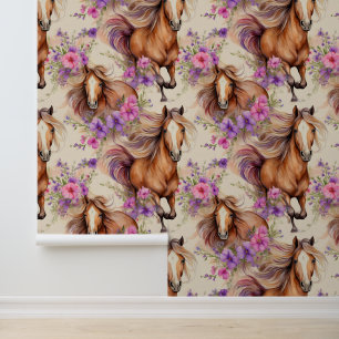 Papel Pintado Chicas de las flores moradas rosas de Mane Hermosa