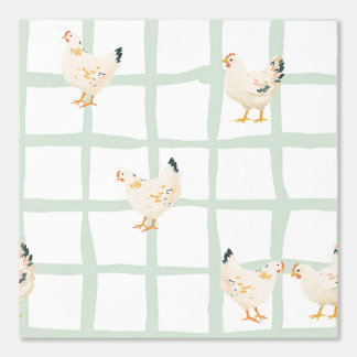Papel Pintado Chicken Hen farmhouse checkered green gingham swee