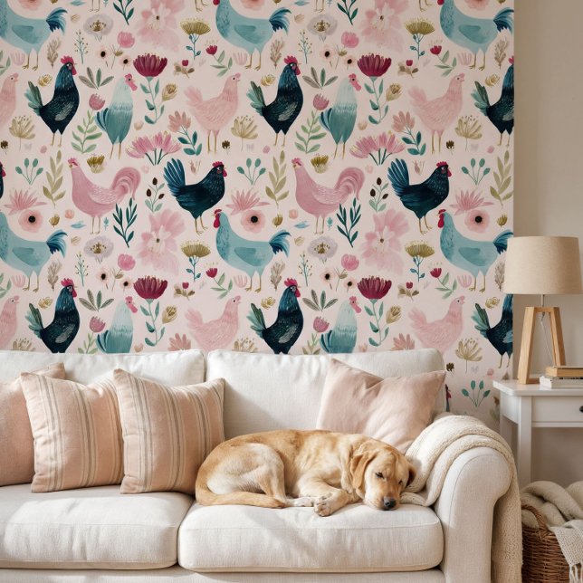 Papel Pintado Chickens Cottagecore (Subido por el creador)