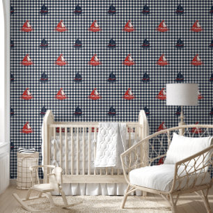 Papel Pintado Chicos Elegantes Barco de Vela & Cuadros Navy & Ro