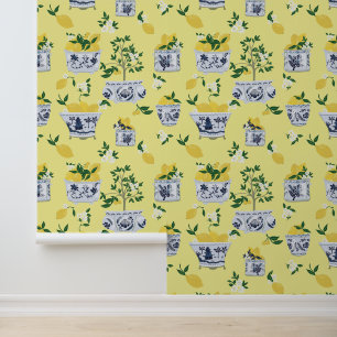 Papel Pintado Chinoiserie amarilla Ginger Jar Lemon Trees Amaril