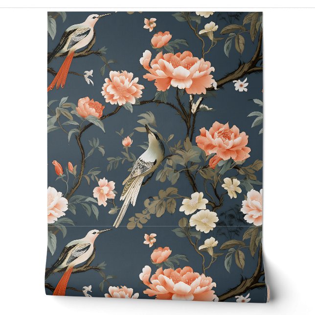 Papel Pintado Chinoiserie en Denim Blue (Desenrollar)