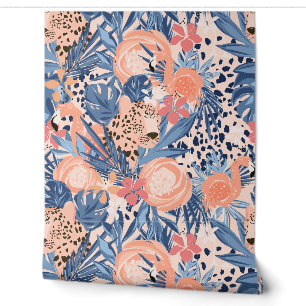 Papel Pintado Chita rosa brillante y tropical flamenco