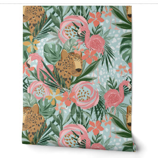 Papel Pintado Chita tropical y fondo de escritorio floral Flamin