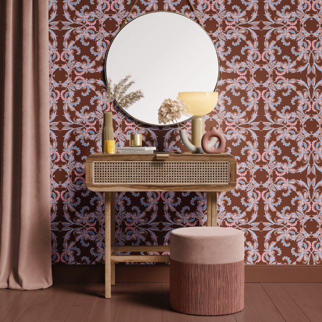 Papel Pintado Chocolate Brown Baroque Ornamental Design (Subido por el creador)