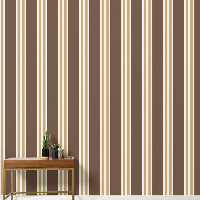 Papel Pintado Chocolate & Khaki Double Rugby Stripe  (Pasillo)