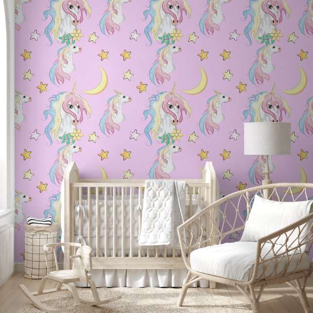 Papel Pintado Cielo Nocturno de Unicornio (Niños)