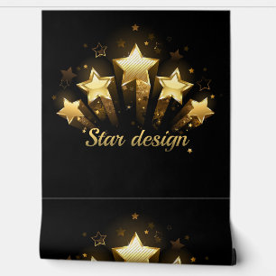 Papel Pintado Cinco estrellas de oro en negro