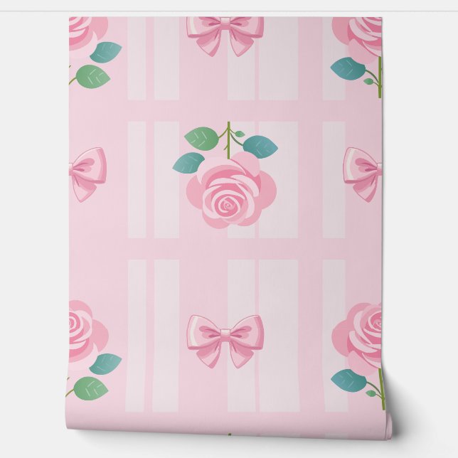 Papel Pintado Cinta de plástico y rosa Rosa de Coquette (Desenrollar)