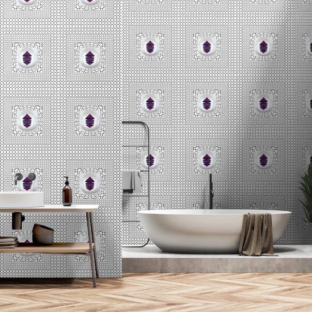 Papel Pintado Circulo cuadrado Prisma púrpura (Baño)