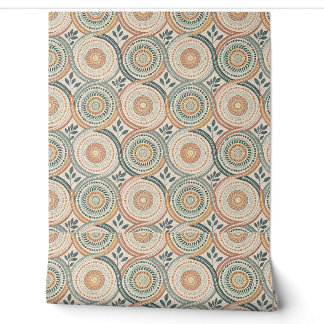 Papel Pintado Círculo Espiritual Boho Mandala y Arte de Hoja Bot