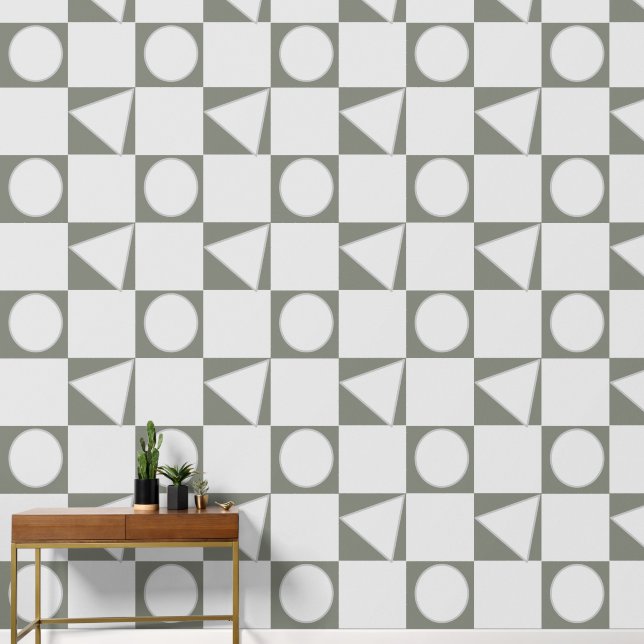 Papel Pintado Círculo geográfico y patrón triangular (Pasillo)