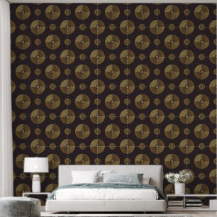 Papel Pintado Círculos Art Deco de Oro Moderno