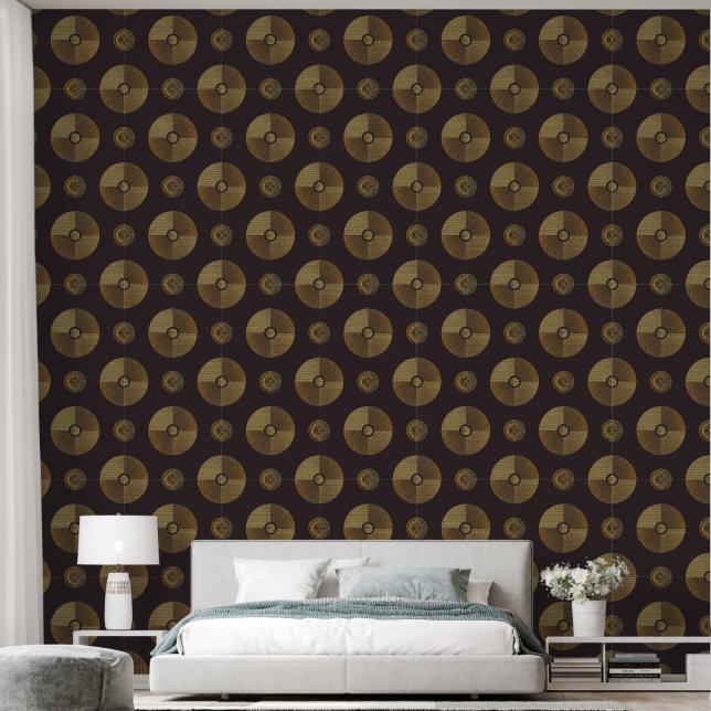 Papel Pintado Círculos Art Deco de Oro Moderno (Dormitorio)