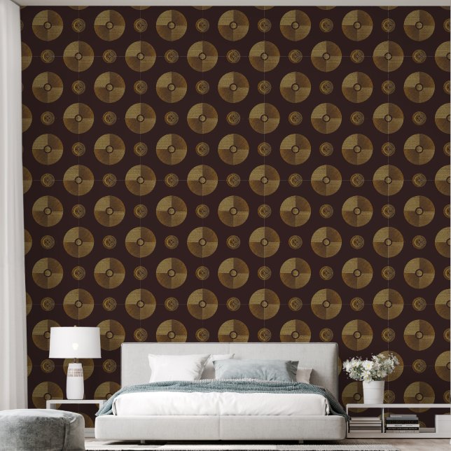 Papel Pintado Círculos Art Decó de Oro Moderno (Dormitorio)