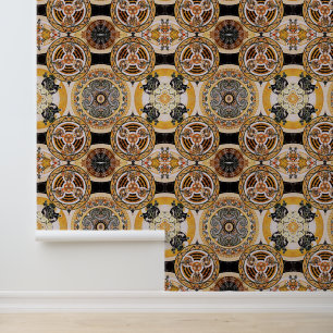 Papel Pintado Círculos beige marrones elegantes y ricos en arte