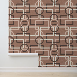 Papel Pintado Círculos de cuadrados geométricos Mocha Mousse