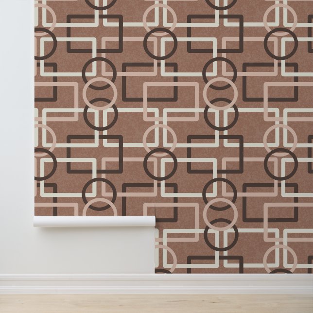 Papel Pintado Círculos de cuadrados geométricos Mocha Mousse (Solicitud)
