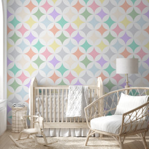 Papel Pintado Círculos geométricos Pastel y patrón de diamante