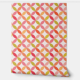 Papel Pintado Círculos rosados, rojos y naranjas de estilo moder