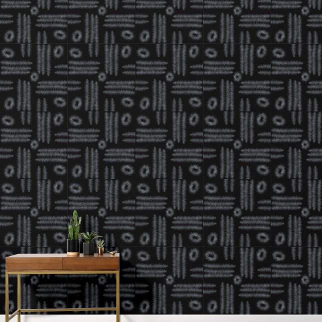 Papel Pintado Círculos y líneas en blanco y negro (Pasillo)