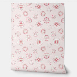 Papel Pintado círculos y puntos en color rojo suave