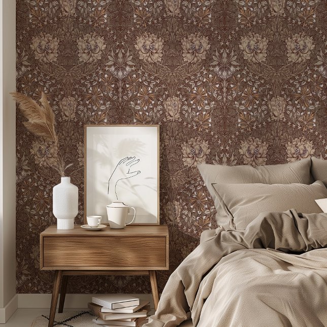 Papel Pintado Clásico Brown & Beige William Morris Honeysuckle (Subido por el creador)