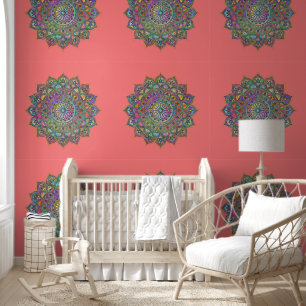 Papel Pintado Clásico Colorido Mandala Estilo India 1