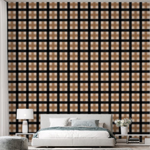 Papel Pintado Clásico Cuadro Marrón y Negro Texturizado