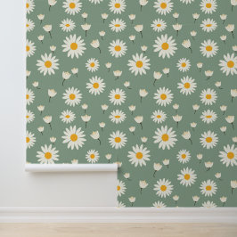 Papel Pintado Clásico Daisy Vintage Sage Green