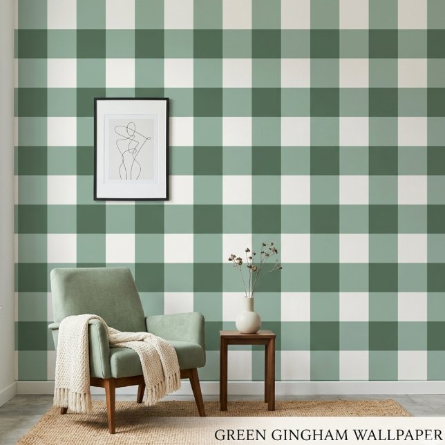 Papel pintado clásico de gingham verde esmeralda e (Subido por el creador)