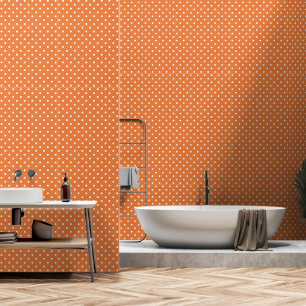 Papel Pintado Clásico de lunares naranja y blanco otoño sin cost