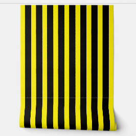 Papel Pintado Clásico negro y amarillo brillante a rayas