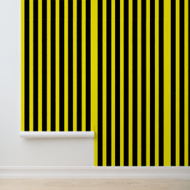 Papel Pintado Clásico negro y amarillo brillante a rayas